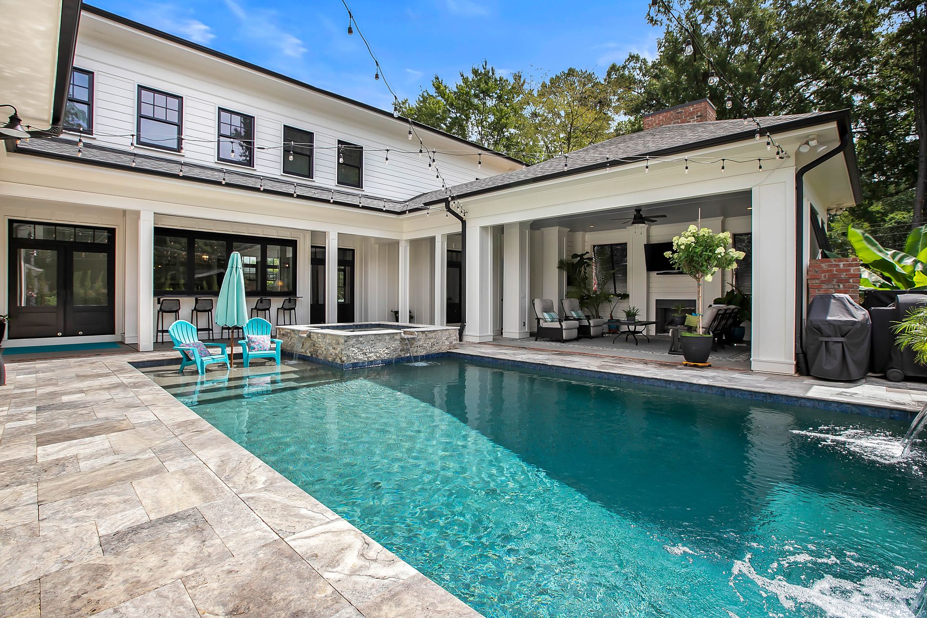 Pool and rear elevation